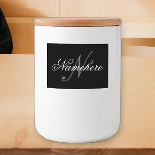 Monogramm mit Personalisiertem Schwarz und Weiß Lebensmitteletikett