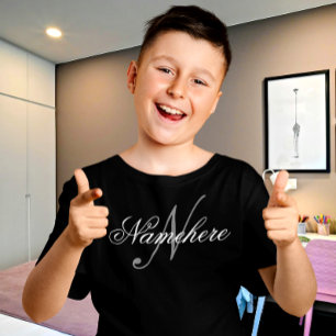 Monogramm mit Personalisiertem Schwarz und Weiß  T-Shirt