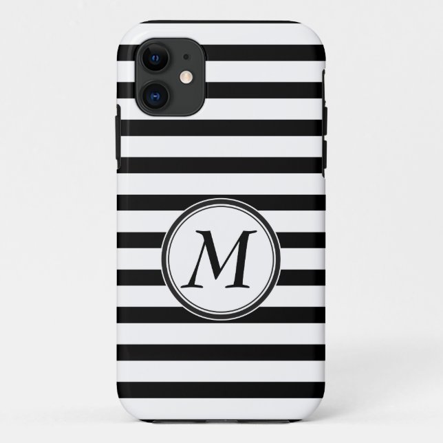 Monogramm mit Streifen Case-Mate iPhone Hülle (Rückseite)
