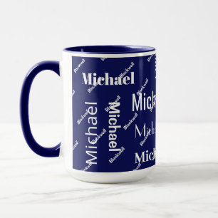 Monogramm mit Vor- und Nachnamen, schwarz und weiß Tasse