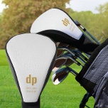 Monogramm mit weißem Leder und Personalisierter Na Golf Headcover<br><div class="desc">Personalisierter Golffahrer mit Kopfbedeckung. Ihre Initialen sind in moderner überdimensionaler Typografie geschrieben und Sie können auch Ihren Namen oder den Namen Ihres Golfclubs hinzufügen. Das Design ist mit einem Ledertexturierten Hintergrund in weiß bedruckt.</div>