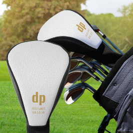 Monogramm mit weißem Leder und Personalisierter Na Golf Headcover