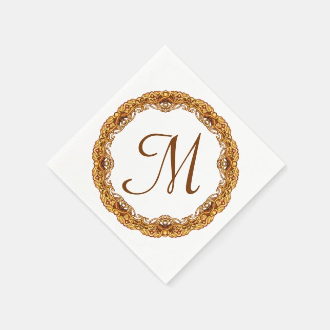 Monogramm mit zwei Tone-Gold-Rahmen Serviette (Ecke)