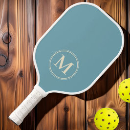 Monogramm Mitte des Jahrhunderts Solid Warm Aqua N Pickleball Schläger