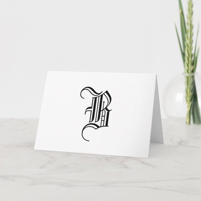 Monogramm-Mitteilungskarten in Schwarz und Weiß (Vorderseite)