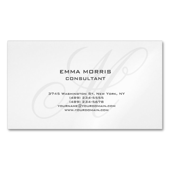 Monogramm Modern Einfach Minimalistisch Schlicht Magnetische Visitenkarte (Vorderseite)