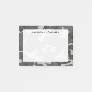 Monogramm Modern Grau Abstrakte Camo Tarnmuster Post-it Klebezettel