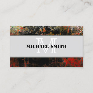 Monogramm Modern Grunge Metall Hintergrund #4 Visitenkarte