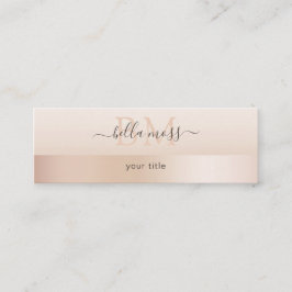 Monogramm Modern Minimal Beige Mini Visitenkarte