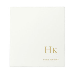Monogramm Modern Minimal Elfenbein Gold Monogrammi Notizblock