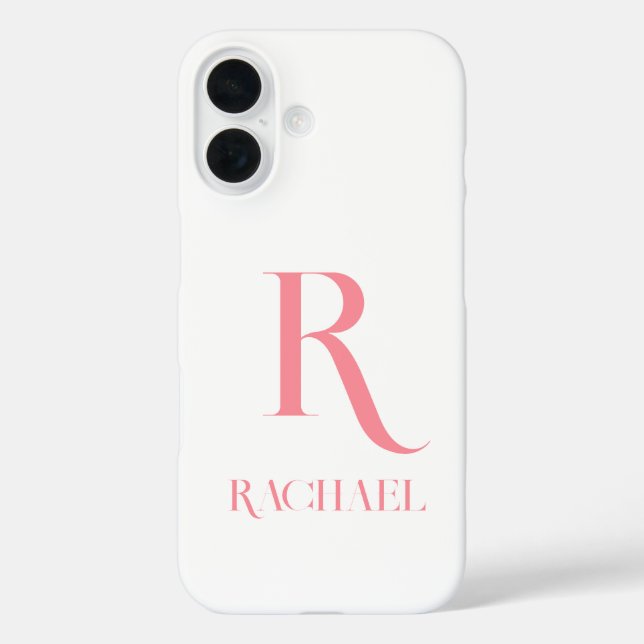 Monogramm Modern Minimal Stilvoll Rosa iPhone 16 Hülle (Rückseite)
