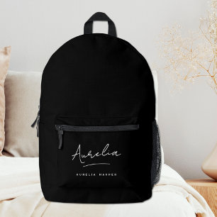 Monogramm Modern Minimalistische Schwarze Schrift  Bedruckter Rucksack