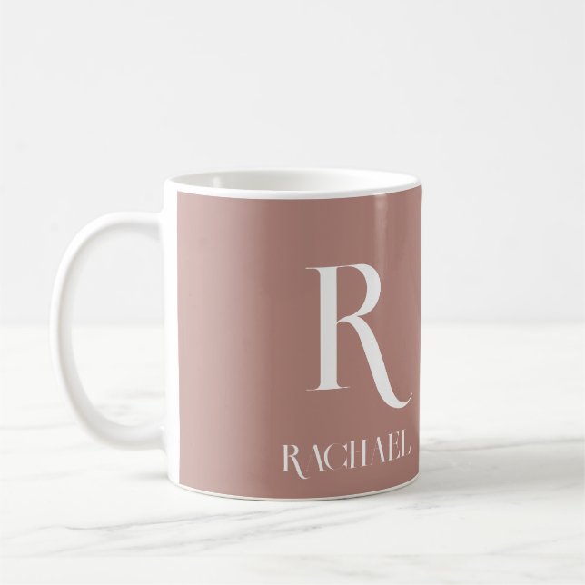 Monogramm Modern Stilvoll Beige Kaffeetasse (Links)