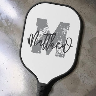 Monogramm Moderne Coole Grunge Fügen Sie Ihren Nam Pickleball Schläger