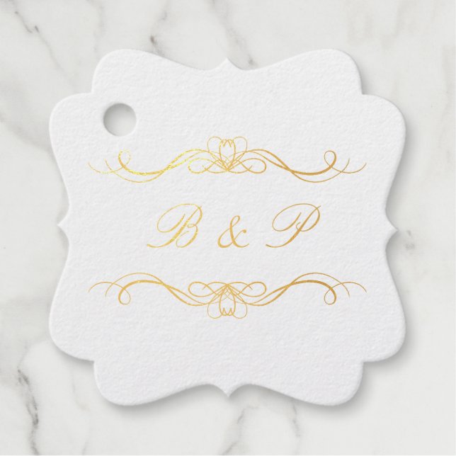 Monogramm Moderne Elegante Herzen Wirbel Hochzeit  Geschenkanhänger (Vorderseite)