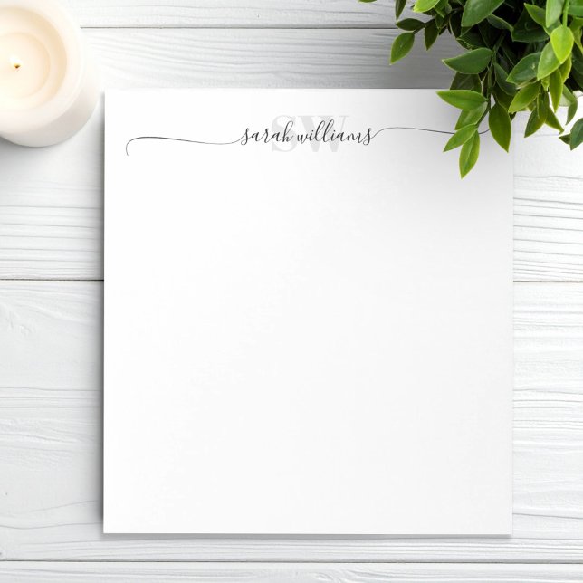 Monogramm Moderne Elegante Schicke Schrift Name Notizblock (Von Creator hochgeladen)