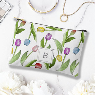 Monogramm Moderne Farbige Tulpe Zubehörtasche