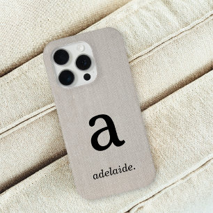 Monogramm   Moderne Minimal-Linen-Look Erstname Case-Mate iPhone Hülle