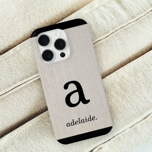 Monogramm   Moderne Minimal-Linen-Look Erstname Case-Mate iPhone Hülle