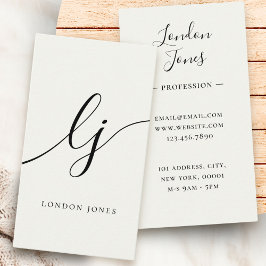 Monogramm Moderne Minimalistische Elfenbeinweißkal Visitenkarte