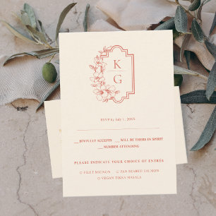 Monogramm Moderne minimalistische Hochzeits-RSVP Ankündigung
