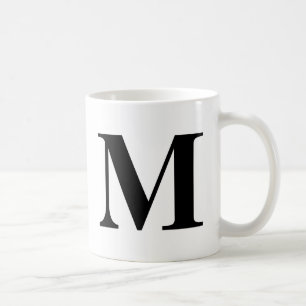 Monogramm Moderne Typografie Schwarz-weiß Minimal Kaffeetasse