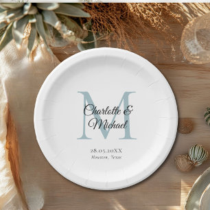 Monogramm Moderner Minimal Pappteller
