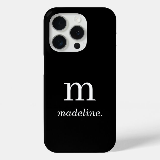 Monogramm | Moderner minimaler Schwarz-weißer Anfa Case-Mate iPhone Hülle (Rückseite)