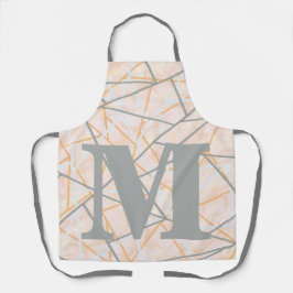 Monogramm moderner Ocker-grauer geometrischer Lini Schürze