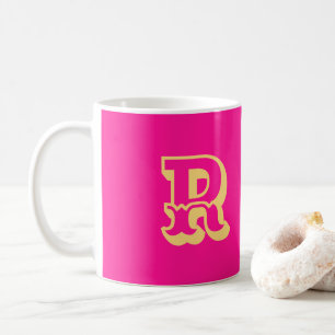 Monogramm Moderner Retro-Schriftart - Heiß rosa Kaffeetasse