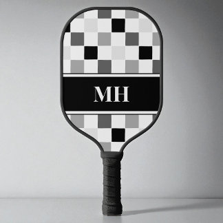 Monogramm moderner Schwarz-Weiß-Karton Pickleball Schläger