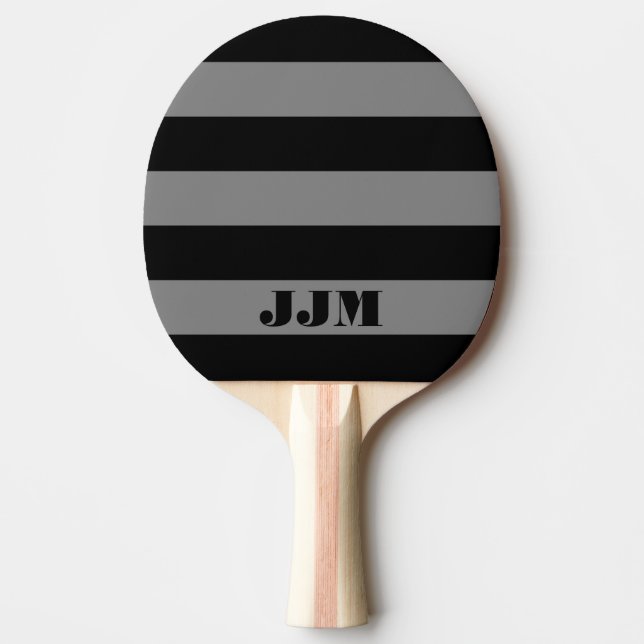 Monogramm Moderner schwarzer, mittelgrauer Streife Tischtennis Schläger (Vorderseite)