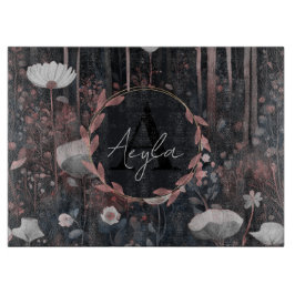 Monogramm moderner Whimsical Elegante Wildblumen Schneidebrett