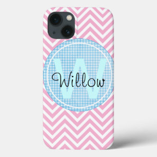 Monogramm Modernes Chevron-Muster Geometrische Kun iPhone 13 Hülle