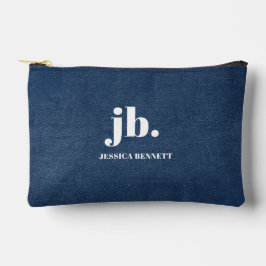 Monogramm Modernes Denim Jeans Textur Druck Zubehörtasche