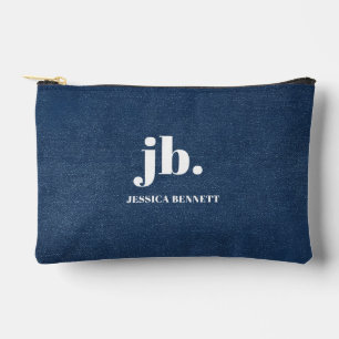 Monogramm Modernes Denim Jeans Textur Druck Zubehörtasche