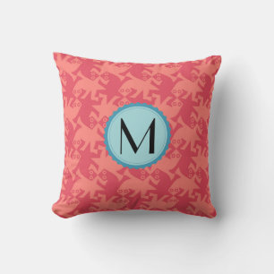Monogramm modernes geometrisches Eidechsenmuster Kissen