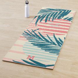 Monogramm | Modernes Grunge Tropical Palm Pattern Yogamatte