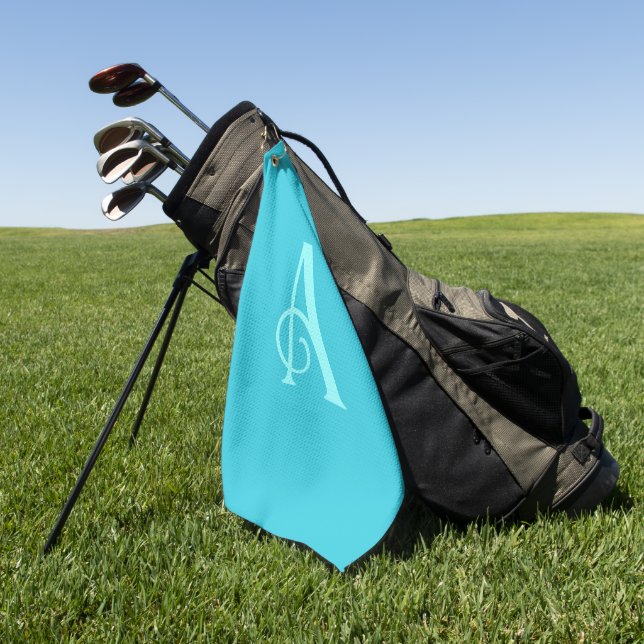 Monogramm Modernes Minimal Türkis Golfhandtuch (Gras)