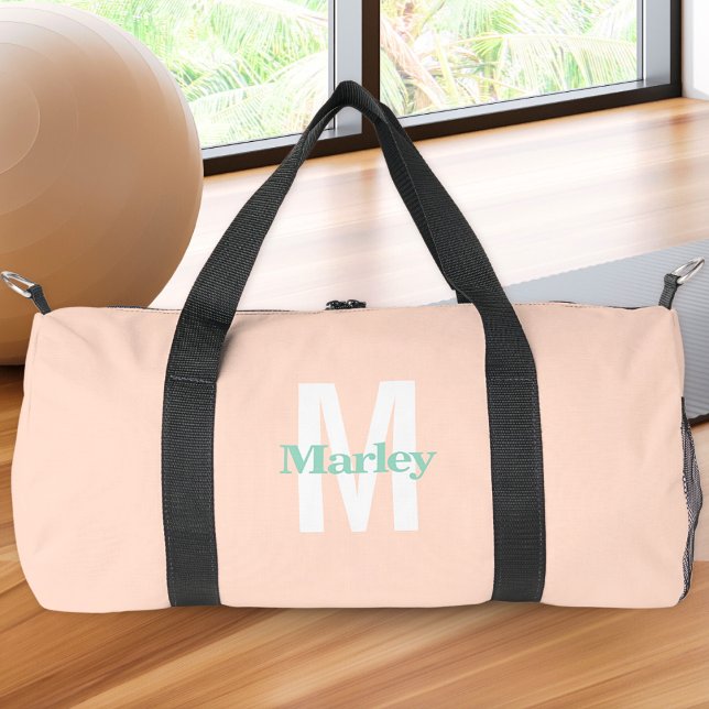 Monogramm Modernes Rosatinrot Niedlich fett Chic Duffle Bag (Von Creator hochgeladen)