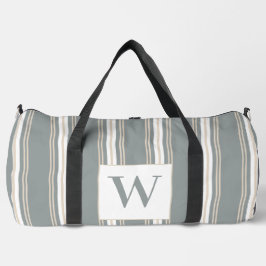 Monogramm Modernes Streifen, Minimalistisch blau & Duffle Bag