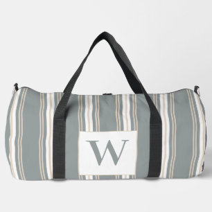 Monogramm Modernes Streifen, Minimalistisch blau & Duffle Bag