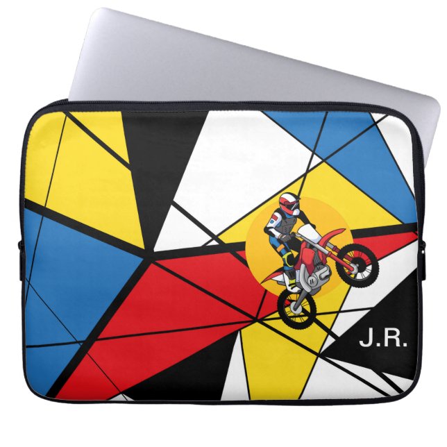 Monogramm Motorrad Abstract Laptopschutzhülle (Vorderseite)