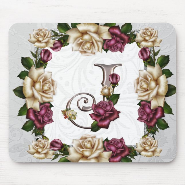 Monogramm Mousepad Rose J (Vorne)