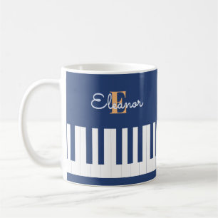 Monogramm Musikalische Tastatur Musik Blaue Klavie Kaffeetasse