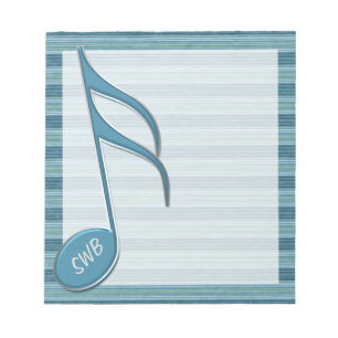 Monogramm-Musiknote und Streifen in Blautönen Notizblock