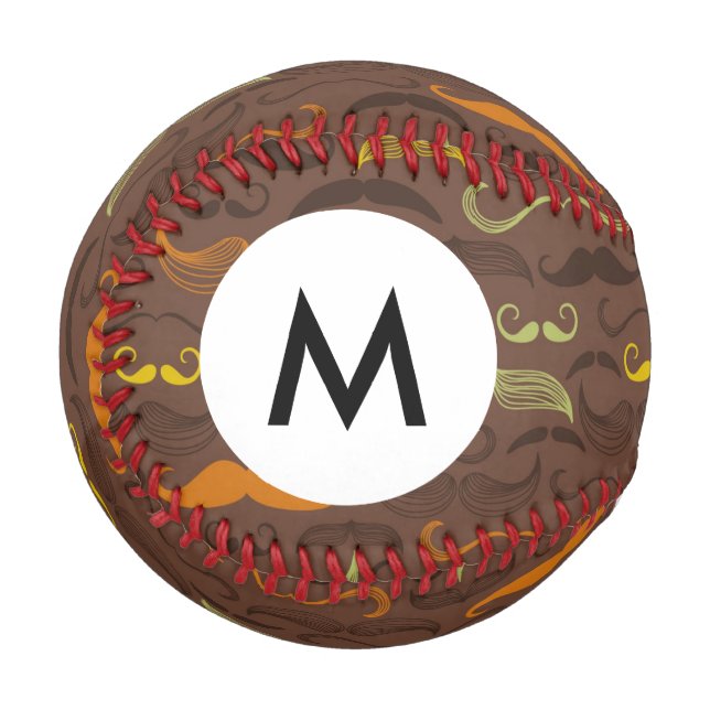 Monogramm Mustache Muster, Retrostil 5 Baseball (Vorderseite Links)