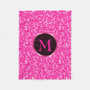 Monogramm Muster aus heißrosa Glitter Fleecedecke