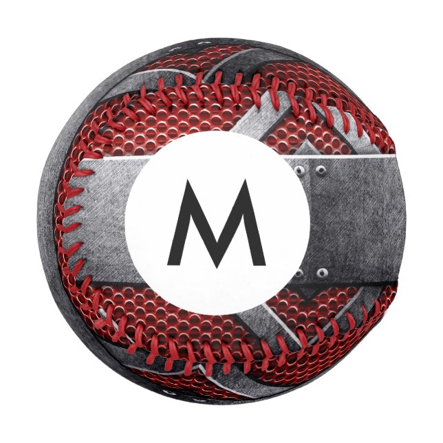 Monogramm Muster der Metallplatte Baseball (Vorderseite Links)