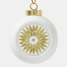Monogramm-Muster für Gold-Floral Keramik Kugel-Ornament